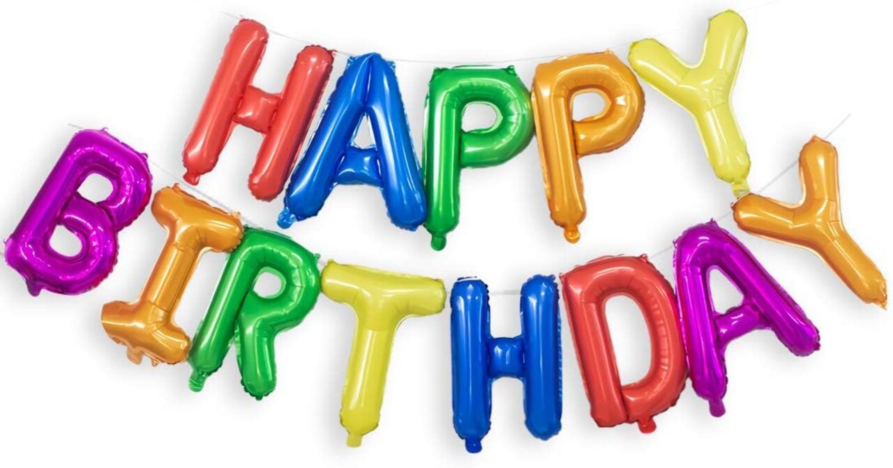 16 Inch Colorful Rainbow Happy Birthday Balloons Banner, Aluminum Foil Letters Multicolor Happy Birthday Balloon for Birthday Decorations Party Supplies